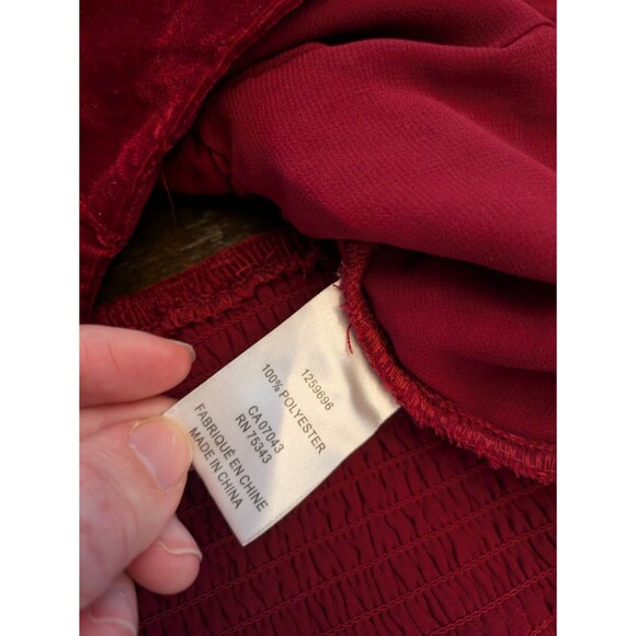 House of Harlow 1960 Red Velvet Long Sleeve Crop Top Revolve Puff Sleeve Small - Picture 10 of 11